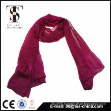 100% polyester rose red sheer light weight Summer shawl scarf